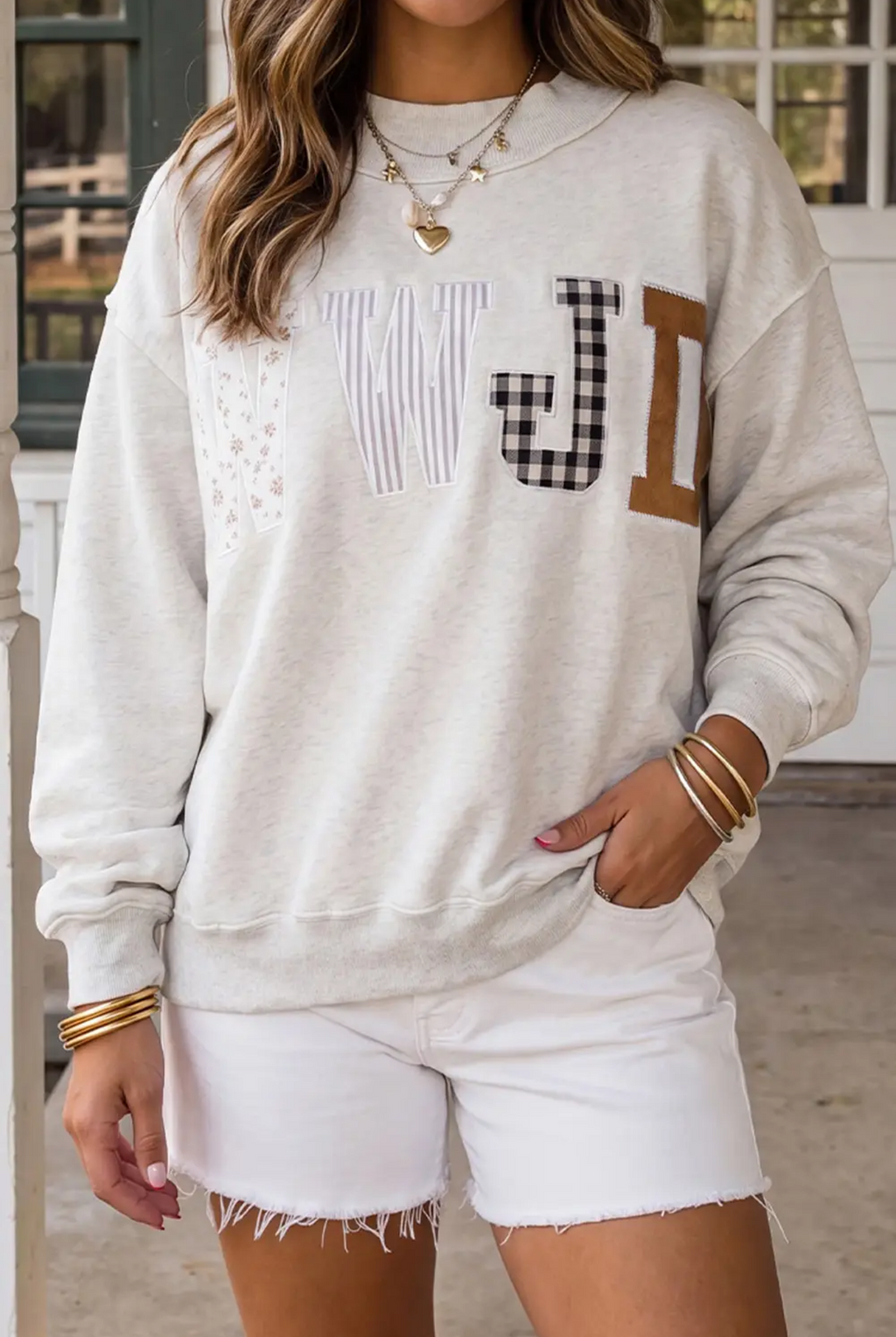 WWJD Embroidered Mock Neck Sweatshirt