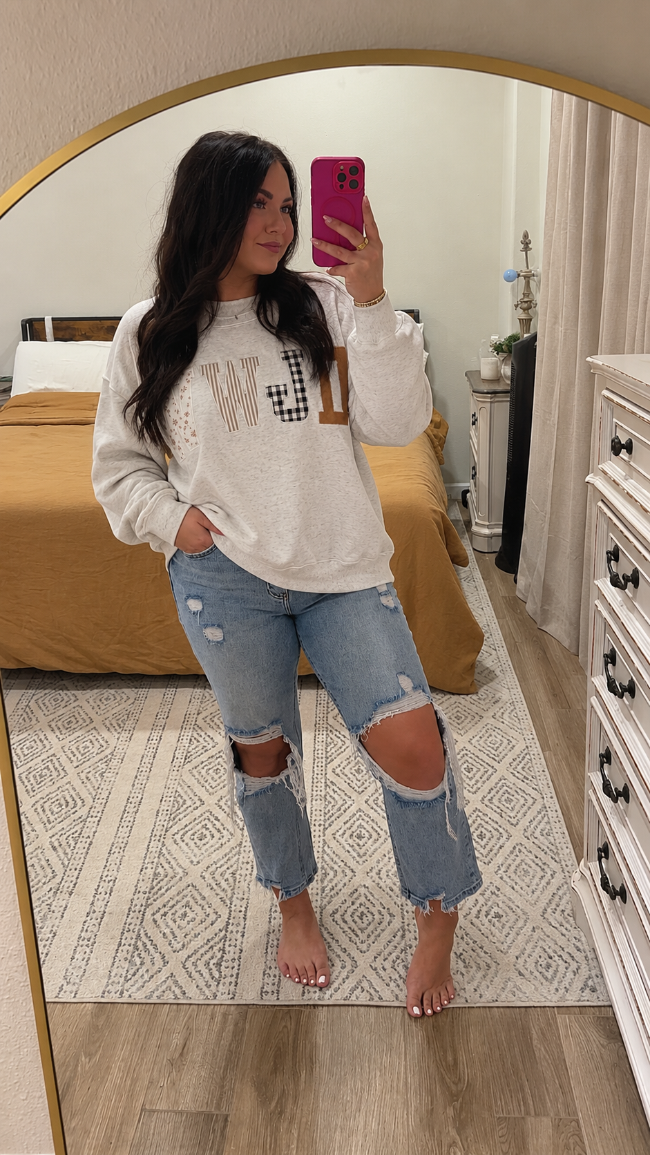 WWJD Embroidered Mock Neck Sweatshirt