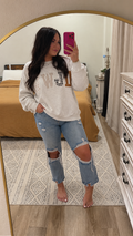 WWJD Embroidered Mock Neck Sweatshirt